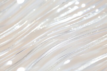 A close-up view of shimmering, translucent strands resembling flowing water or light reflections. The background is soft and neutral, enhancing the ethereal quality of the image.