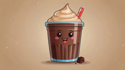 cute chocolate milkshake cartoon icon illustration food and drink icon concept isolated premium vector emoji kawaii chocolate milkshake emoji generative ai