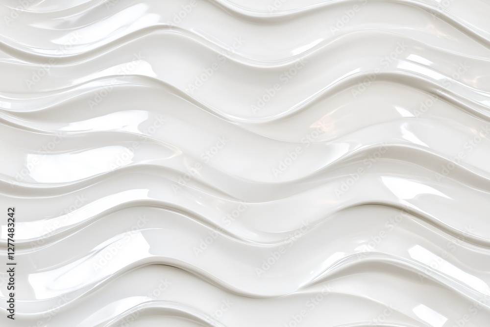 Poster a close-up view of a textured white wall featuring flowing, wave-like patterns. the glossy surface r