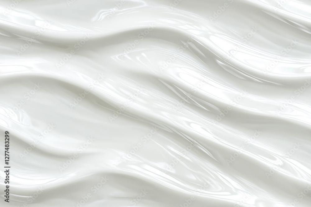 Poster a smooth, glossy surface with flowing, wave-like patterns in white. the texture appears fluid and re