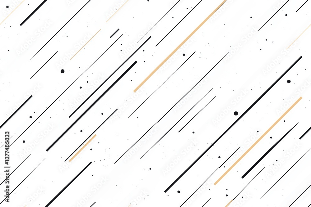Poster a modern abstract pattern featuring diagonal lines in black and gold on a white background, with sca
