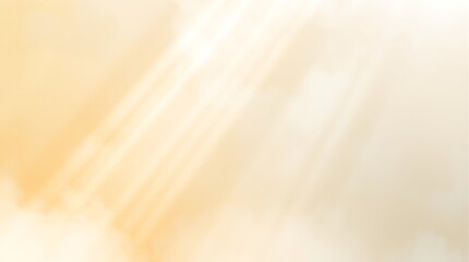 Delicate watercolor painting with volumetric lighting and a clean gold textured background. The illustration shows light beams cutting through fog, creating translucent washes, with fluid brushstrokes