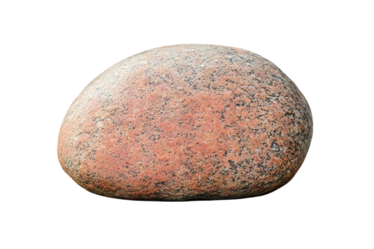 Smooth oval red granite stone, isolated background, natural rock, great for nature or geological projects