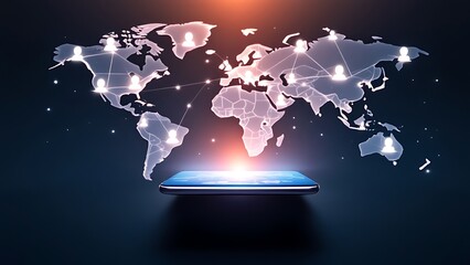 Global Connection Network Over World Map and Digital Technology