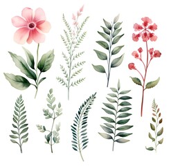 bouquet of flowers. watercolor flowers and decoration for cards