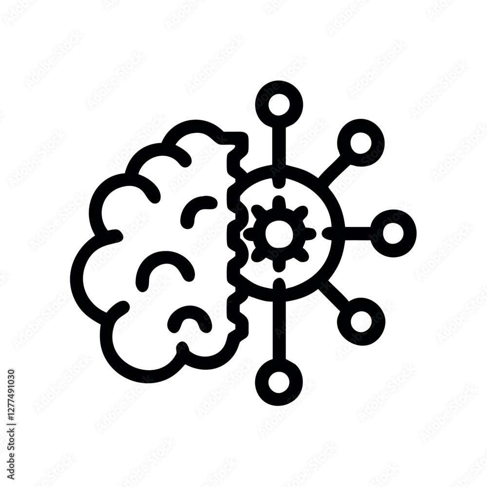 Poster ai brain with cluster network icon