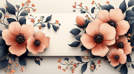 Stylish business card template with hand drawn floral elements and soft pastels isolated on a transparent background for wedding planners and event organizers