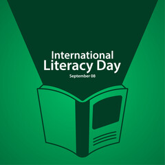 International literacy day design on green background. September 08.