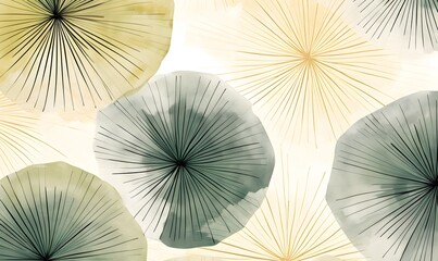 Watercolour tropical leaf leaves pattern with a circle. seamless floral pattern