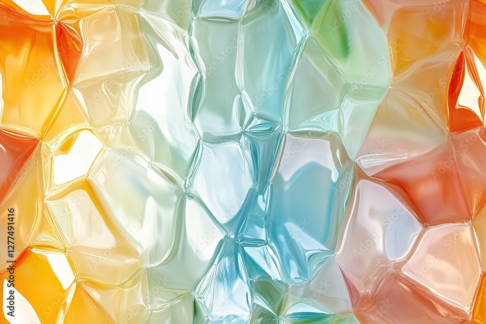Poster seamless abstract background featuring a colorful, crumpled texture with shades of orange, blue, and
