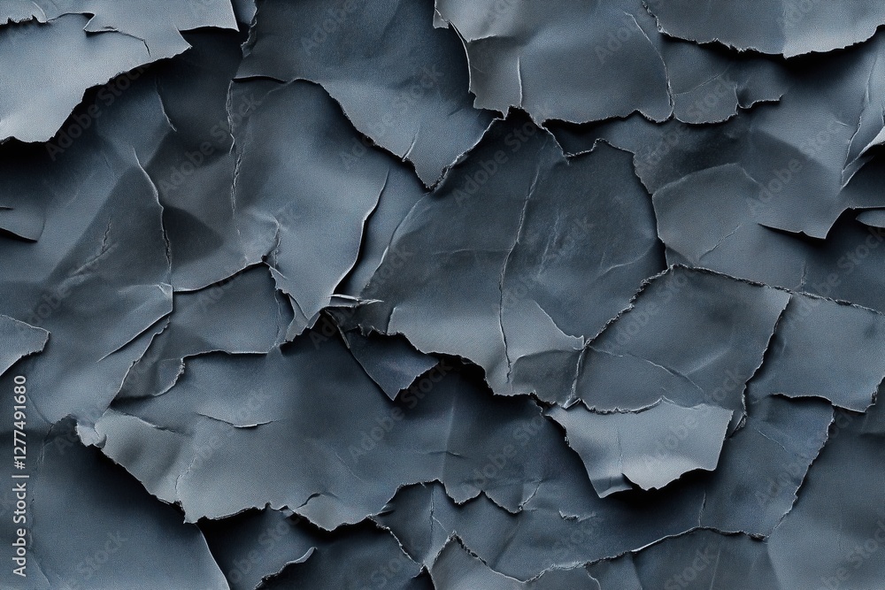 Poster seamless textured background featuring layers of torn, dark gray paper. the uneven edges and varying