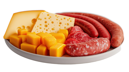 A delicious assortment of meats and cheeses on a platter. transparent background