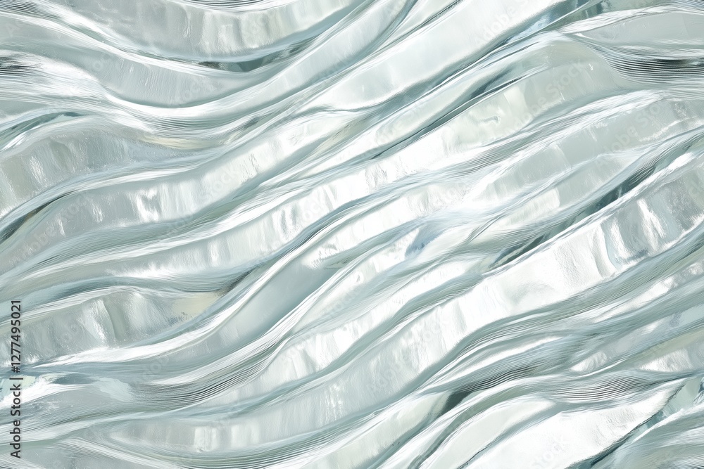 Poster seamless textured surface resembling flowing waves, made of translucent material. the light reflects