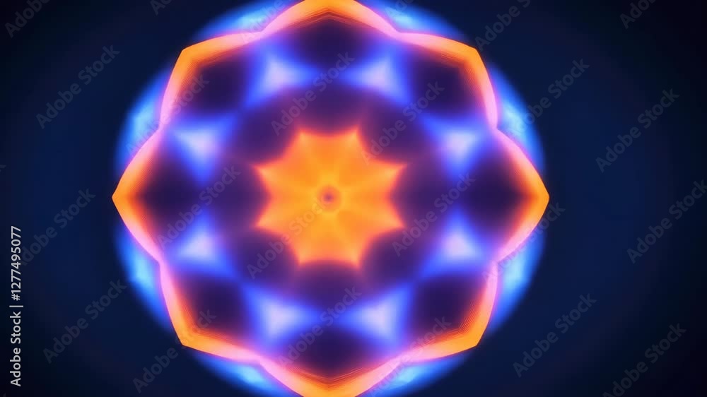 Poster vibrant abstract hexagonal pattern with glowing blue and orange hues creates mesmerizing visual effe