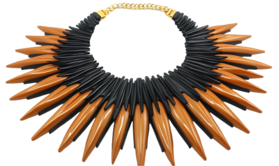 Ornate black and orange statement necklace
