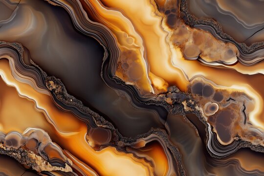 Seamless Bronzite beautifully patterned agate stone with rich orange, brown, and black hues, showcasing natural swirls and textures.