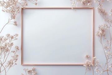 Elegance in a rose-gold bordered AI 3D wireframe, surrounded by ample negative space.