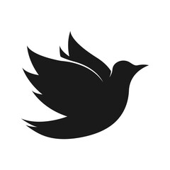 Dove logo icon on white background. The dove is a symbol of freedom.
