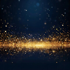 A blue background with gold  lights night blurred motion modern circle decoration colors concepts elegance futuristic shape celebration. ai