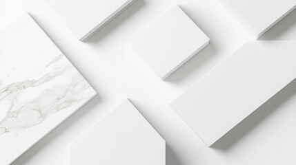 Fototapeta premium This image features random shifted white cube boxes on a black background creating an abstract 3D design with geometric shapes. AI generative