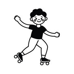 Happy Boy Roller Skating, Fun Outdoor Activity, Childs Play