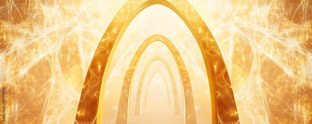 Aufkleber repeating golden arches create a luminous tunnel effect within