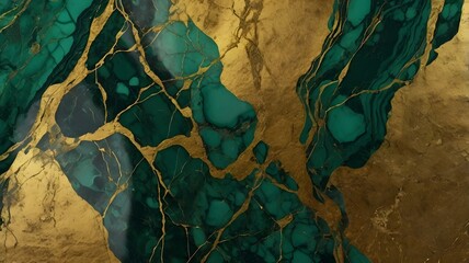gold and green marble stone textured background wallpaper generative ai