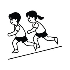 Children Running Upward Hill, Active Kids, Exercise, Fitness, Play