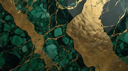 gold and green marble stone textured background wallpaper generative ai