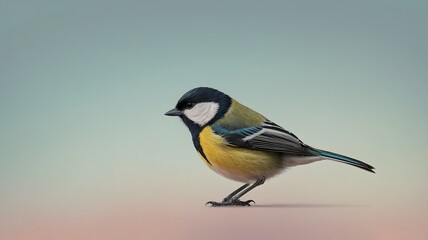 Naklejka premium Simple Tit Illustration Featuring Clean Lines and a Softly Blended Gradient Backdrop