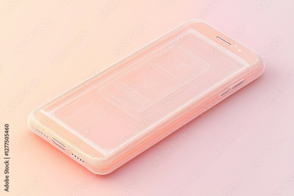 Poster this ai-rendered 3d wireframe, with its elegant peach edges, offers a dynamic presentation on a soft