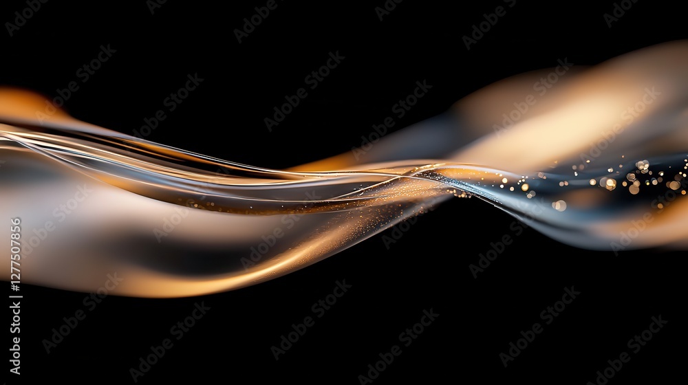 Poster a smooth, flowing wave of light with a gradient of colors, creating an ethereal and dynamic visual e