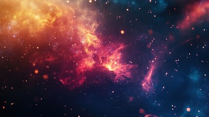 Vibrant nebula in deep space with cosmic dust and glowing gas clouds.