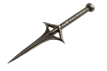 Antique dagger, medieval weapon, isolated on black background. Stock photo