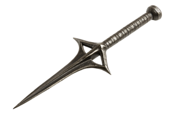 Antique dagger, medieval weapon, isolated on black background. Stock photo