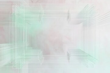 Obraz premium Muted mint-green accents on an elegant white wireframe, dynamically centered on a pastel-to-gray gradient.