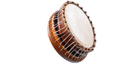 Close-up of a traditional Indian drum, isolated on black background.  Possible use Stock photo for music instrument catalog