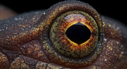 Close-up of a Colorful Frog Eye with Detailed Texture and Pattern