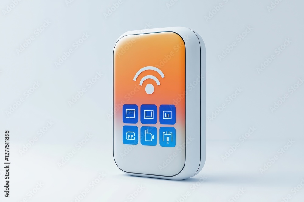 Poster 3d line icon illustrating a smart plug symbolizing modern app interfaces on a solid white background