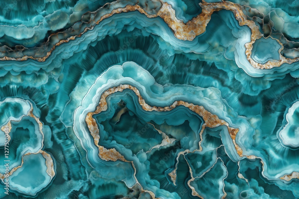 Aufkleber seamless beautiful turquoise agate stone with intricate patterns and layers. the smooth, wavy lines 
