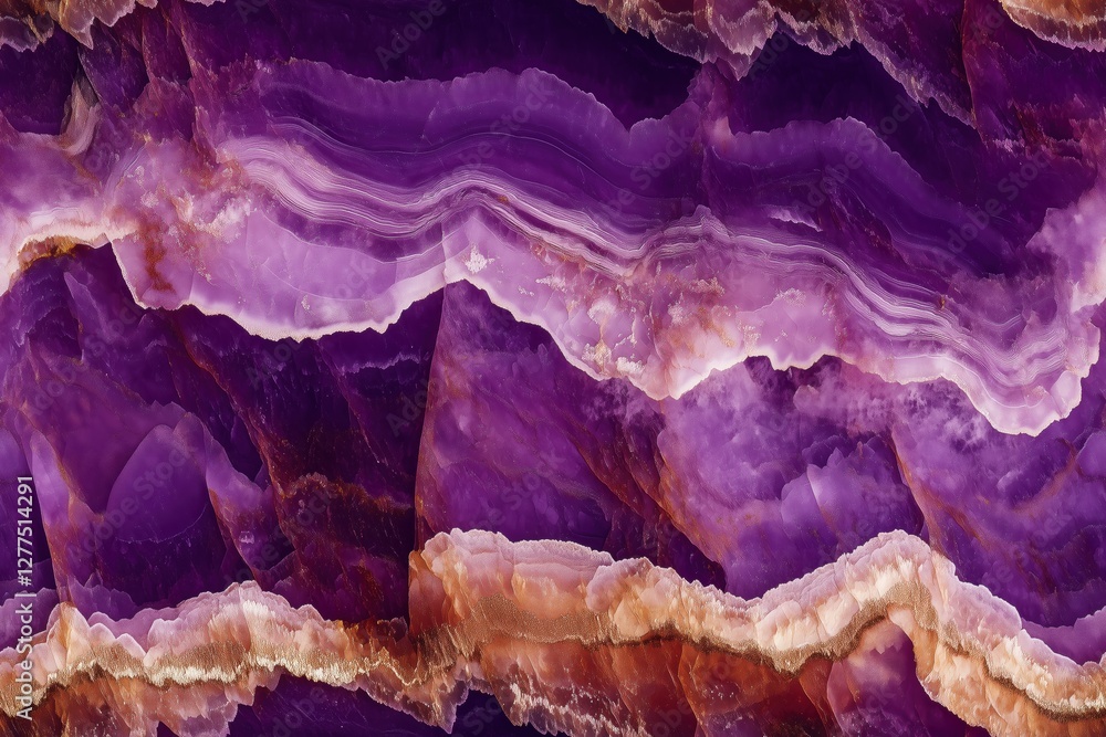 Poster seamless amethyst vibrant purple agate stone with intricate patterns and layers. the smooth surface 