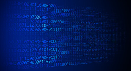 Blue Binary Data Software Programming Code Background. Random Parts of Program Code. Digital Data Technology Concept.1 0 Machine Code. Random Binary Data Matrix Wide