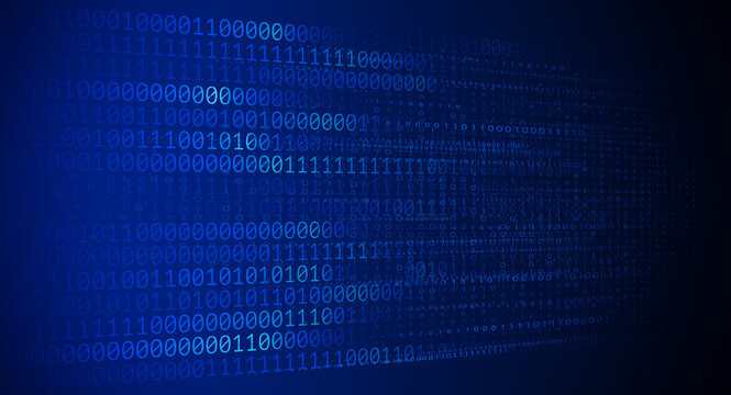 Blue Binary Data Software Programming Code Background. Random Parts of Program Code. Digital Data Technology Concept.1 0 Machine Code. Random Binary Data Matrix Wide