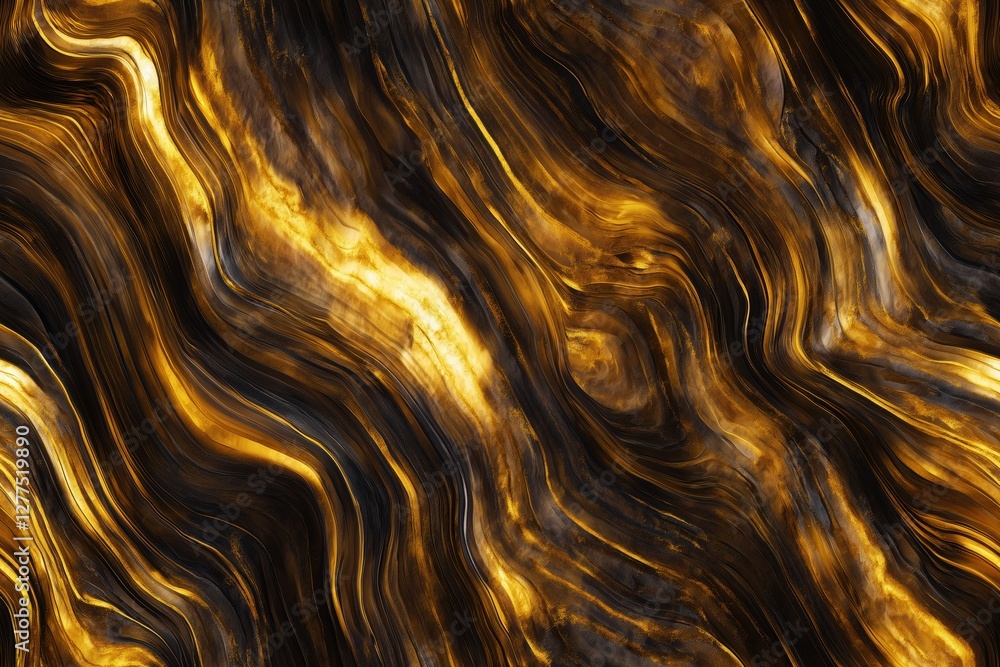 Poster seamless tigers eye mesmerizing abstract background featuring flowing waves of gold and black, creat