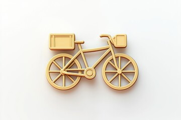3D bicycle courier icon, modern transportation design on a white background.
