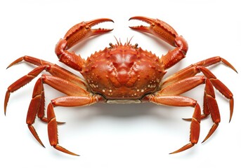 Vibrant red crab detailed crustacean white background