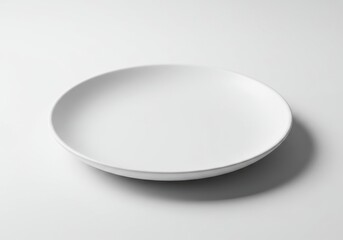 White ceramic plate minimalist design clean lines circular shape isolated on white background
