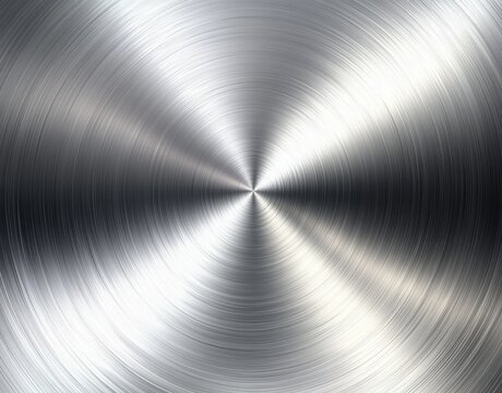 A shiny, metallic background with circular reflections and light beams, perfect for creating high-quality metal textures in design projects or as an abstract art element.