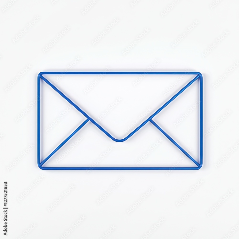 Poster 3d glyph line icon of a minimalist envelope symbolizing communication and message delivery on solid 