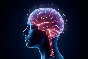 A glowing human brain